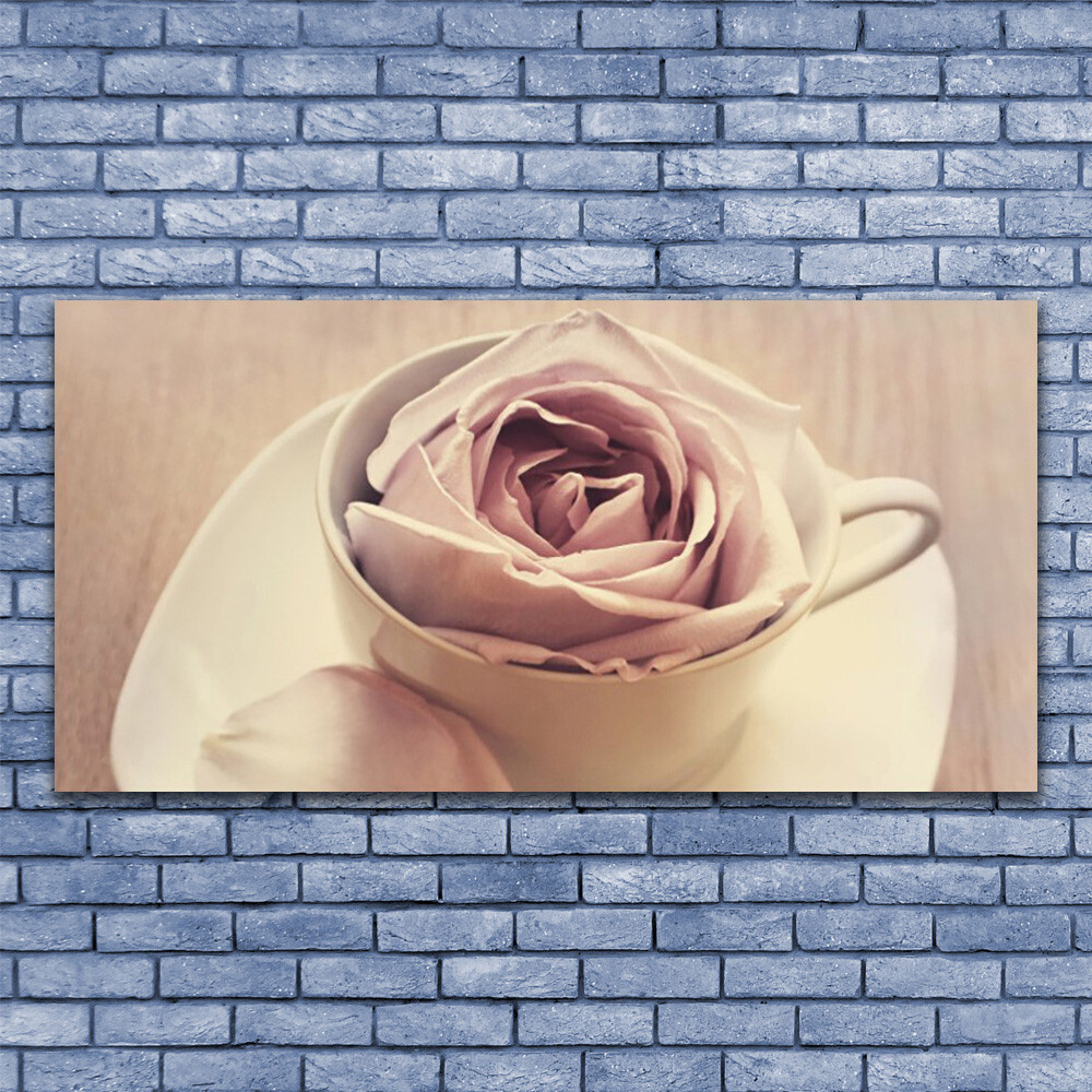 Tableau plexiglas 140x70 Tasse Rose | Déco murale moderne
