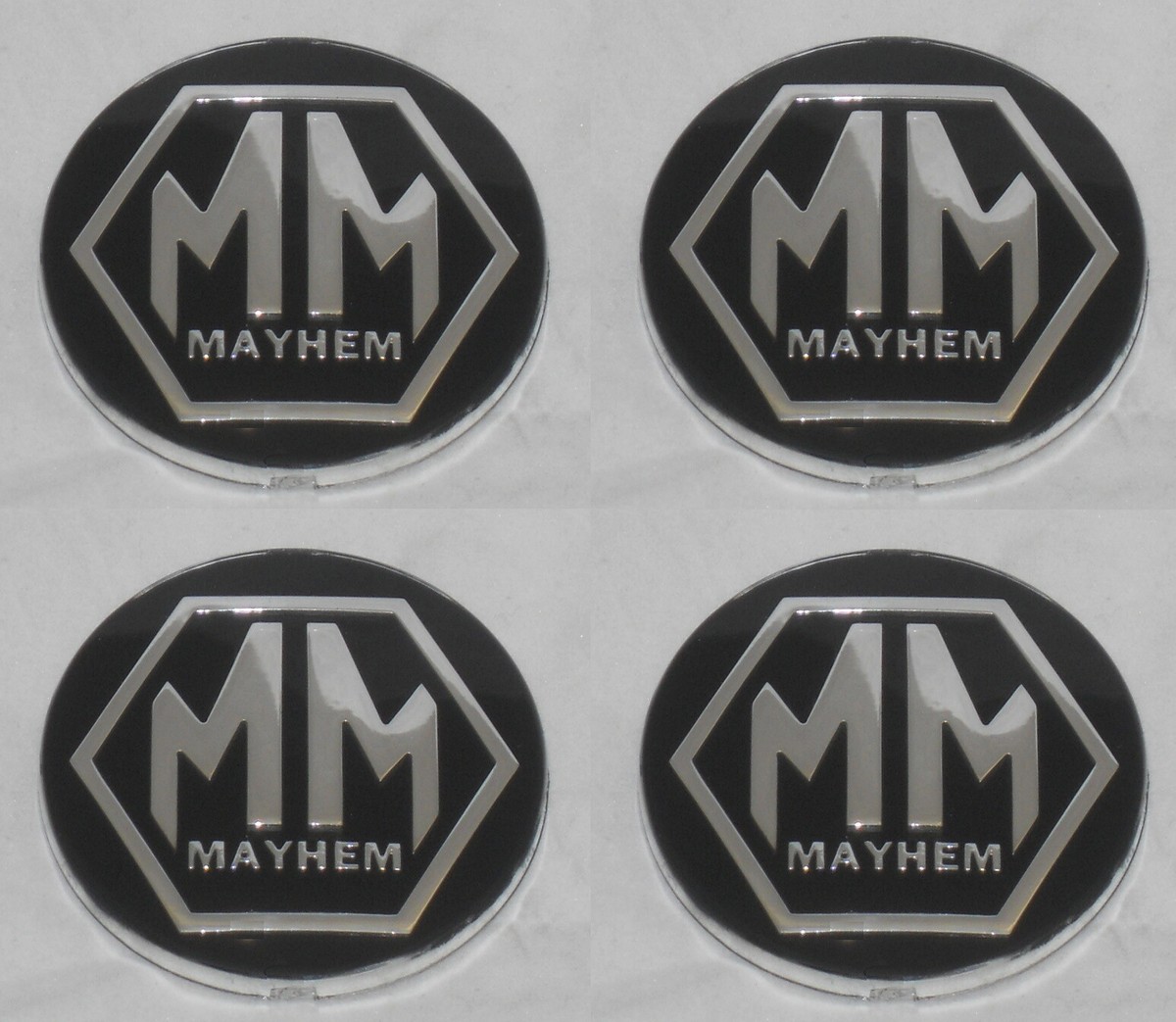 SET OF 4 MAYHEM 65 MM DIA EMBLEM STICKER LOGO FOR WHEEL RIM CENTER