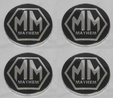 SET OF 4 MAYHEM 65 MM DIA EMBLEM STICKER LOGO FOR WHEEL RIM CENTER CAPS 