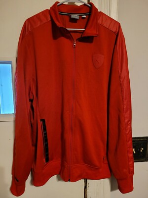 Puma Ferrari Men's Full Zip Streetwear Jacket Fits Size XXL Red Logo Pockets