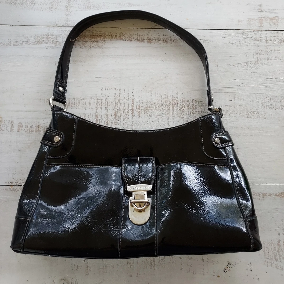 Vintage Liz Claiborne Patent Leather Shoulder Bag Purse With Buckle | eBay