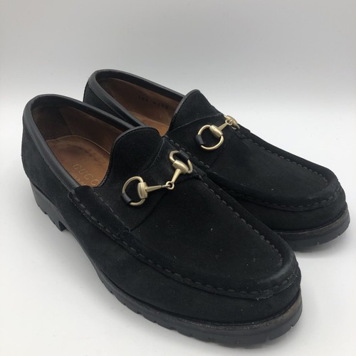 gucci women's black suede loafers