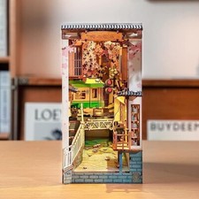 Rolife DIY Book Nook Kit 3D Wooden Puzzle, Bookshelf Insert Decor Sakura Densya