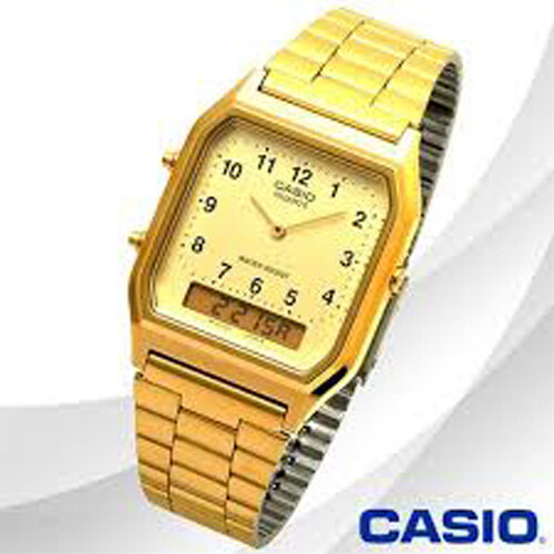 Casio Watch Vintage Retro Dual Time Gold AQ-230GA-9DMQ – Watches & Crystals