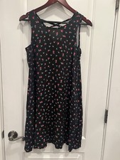 GAP Dress Womens XS Black Fairy Grunge Cotton Pockets Cottagecore Prairie Ditsy