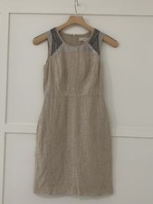 Ann Taylor Loft 100% Linen Dress Sz 00 Petite Beaded Sequin Detail VGUC