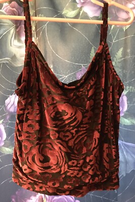 Pretty Gothic Red Burnout Velvet Danskin Boho Summer Top Size S Very Nice