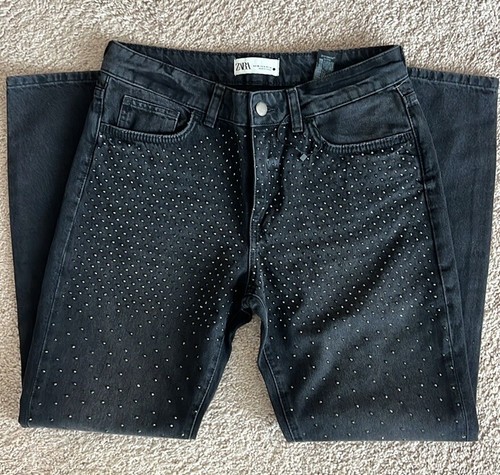 Zara The Slim Jeans mit Strass schwarz US Größe 6 - Bild 3 von 11