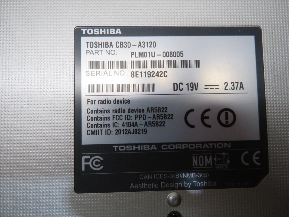 Toshiba Chromebook CB30-A3120 13.3" CELERON 2955U 1.4ghz 2gb 16gb SSD Foto 3 de 4