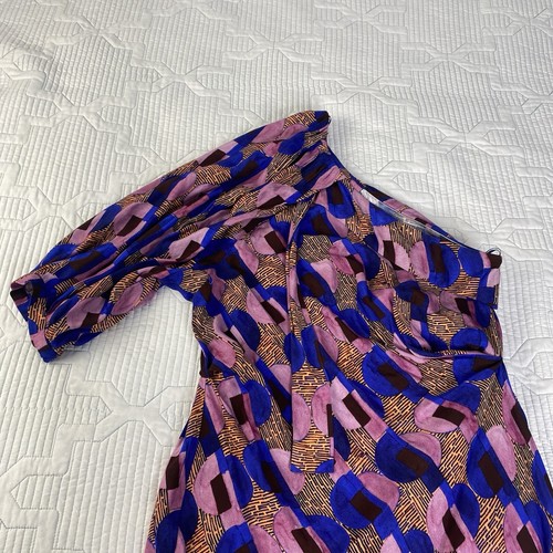 ZARA Studio XS Bloggers Fav Geometric Print One Shoulder Asymmetric Midi Dress - Picture 6 of 13