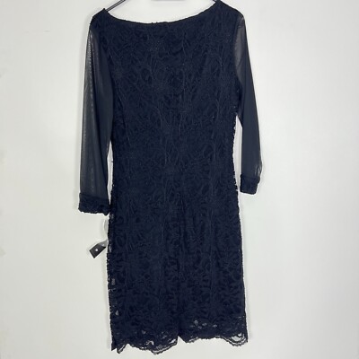 NWT Tiana B Womens 12 Black Lace Long Sleeve Sheath Knee Length Lined Dress  | eBay