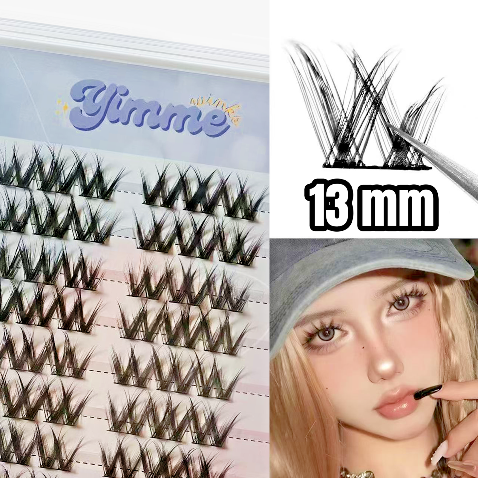 FILA 3 Confezioni: 10 File Ciglia Superiori 13mm Grappolo di Yimmewinks’ Diva