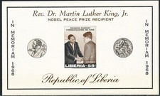 LIBERIA 1968 Tod von Martin Luther King, 55 C. postfrischer Kab.-Block UNGEZÄHNT