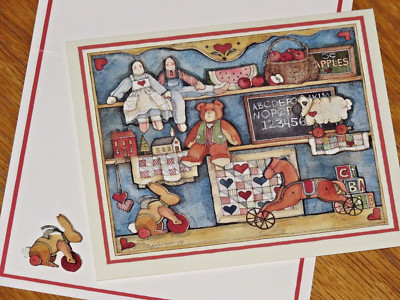 Susan Winget Art - Erin's Toys - Vintage 1988 Lang Note Card 3ct
