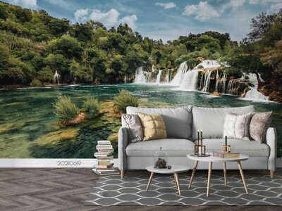 3D Mountain Waterfall River Landscape Self-adhesive Removable Wallpaper Murals