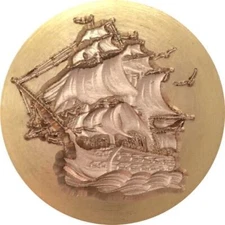 Galleon Pirate Ship 3D-engraved Wax Seal Stamp Brass Head, 1.2" diameter