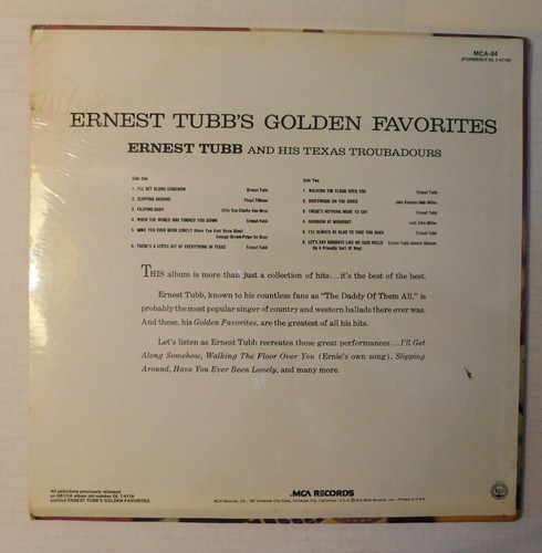 SEALED 1973 LP Ernest Tubb's Golden Favorites MCA-84 Reissue - Picture 2 of 2