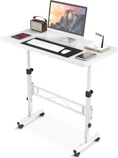 Small Standing Desk Adjustable Height, Mobile Stand up Desk with Wheels, 32 Inch