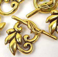 4 Sets Antique Gold Pewter Flower Toggle 24x18mm
