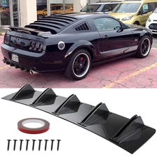 For Ford Mustang CARBON FIBER Rear Bumper Diffuser Lip Splitter Body Shark Fins