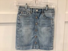 7 For All Mankind Skirt Girls 25 X 15 Blue Denim Straight Pencil Button Up