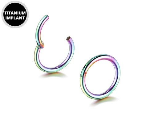 Titanium Lip Ring, Lip Hugger Lip Piercing Hinged Ring - Clicker Hoops - Picture 5 of 11