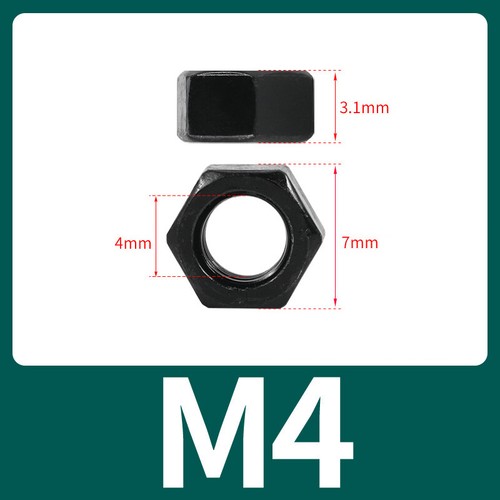 Standard-Sechskantmuttern Schwarz Sechskantmutter Stahl Mutter M2 ~ M30 - Picture 14 of 47