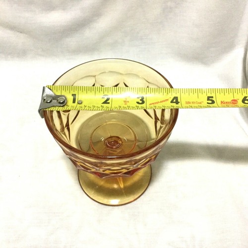 VINTAGE AMBER GLASS FOOTED DESSERT ICE CREAM FRUIT CUP - Picture 3 of 8