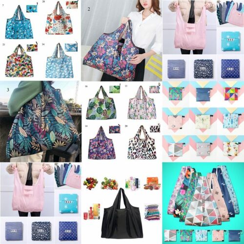 Reusable Foldable Ladies Shopping Bag Eco Tote Handbag Fold Away Bag Large Multi - Picture 1 of 76