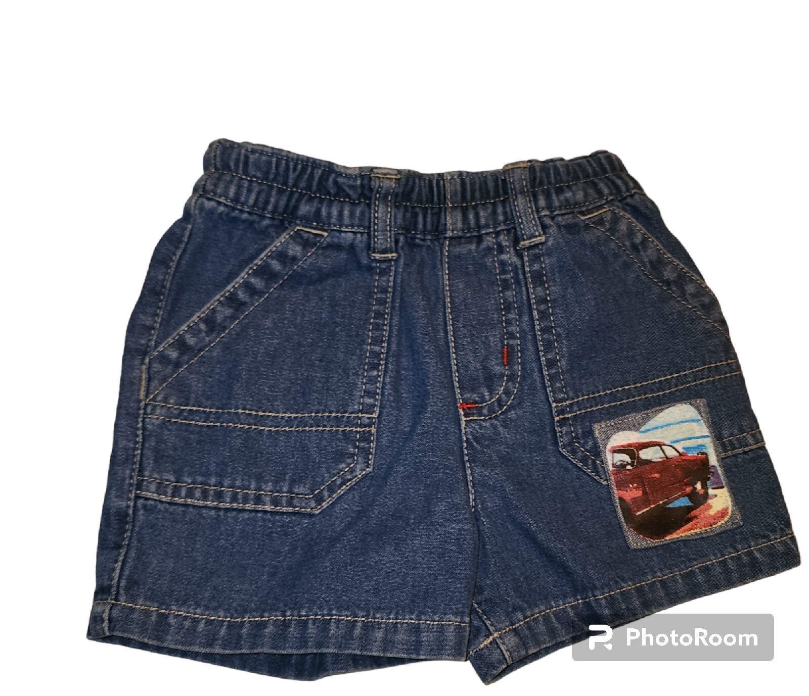 Faded Glory Baby 0-3 Months Dark Wash Denim Car Pocket Shorts VTG