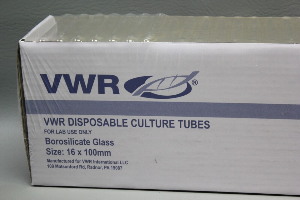 250 VWR 47729-576 CULTURE TUBES BOROSILICATE GLASS BOX 16X100MM | eBay