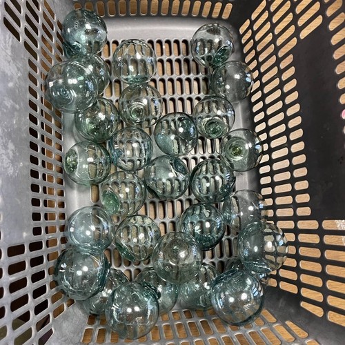 Antique Japanese Glass Fishing FLOATS 3-3.8" LOT of 6 Buoy Decor Display VTG - Picture 2 of 7