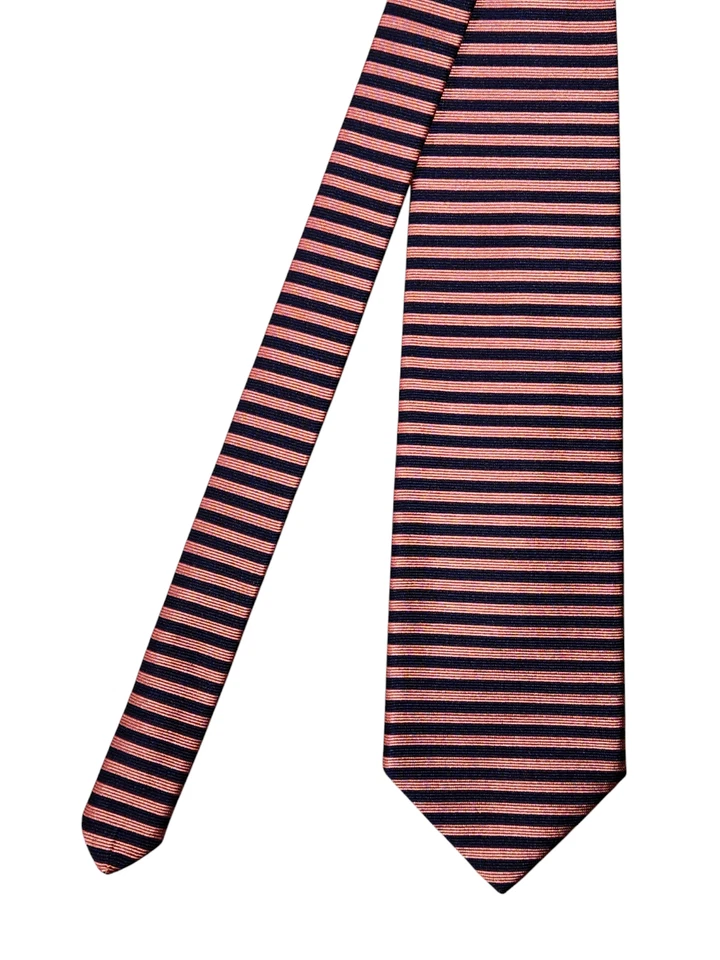 Corbata Brooks Brothers Makers Rosa Negra Azul Oscuro Horizontal Rayas Seda Repp Foto 2 de 4