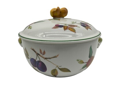 Royal Worcester Evasham Vale Large 3 Quart Casserole Dish With Lid Vtg 1980s