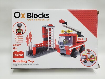 Ox Blocks 133Pcs Fire Station Only ( 1 )Figure, Building Toy Open Box #0317 read