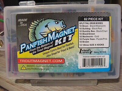 82 Pc Leland's Panfish Magnet Kit Jig Lures & Plastic Fishing Baits In Case  