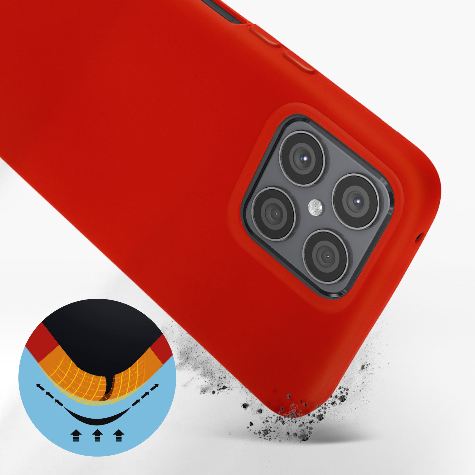 Coque Honor X8 4G silicone antidérapante soft-touch rouge - 3