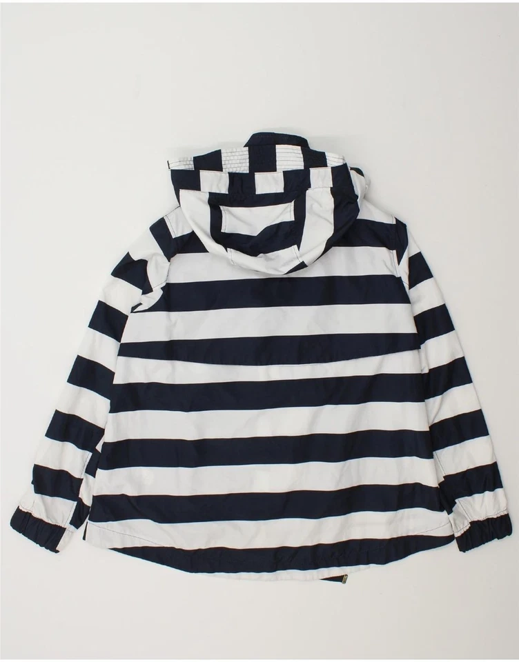 Chaqueta de lluvia con capucha para mujer ZARA UK 14 mediana azul marino a rayas poliéster KH20 Foto 2 de 3