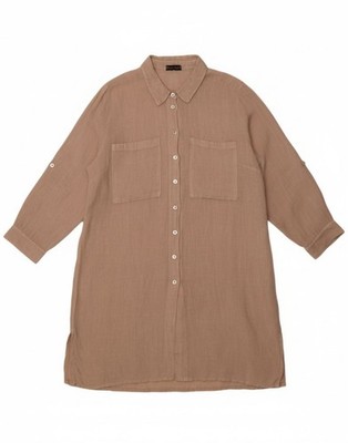PHASE EIGHT Damen Langarm Oversize Shirt Kleid UK 20 2XL Beige BQ31
