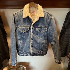 Vintage 1970s Levi's Denim Sz M 42 Sherpa Lined Jacket Men's Orange Tab Type III