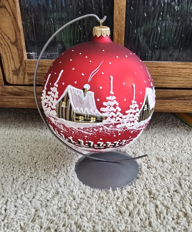 New Hand Crafted &Painted 6 inch Glass Christmas Ornament Firma Bilinski Poland