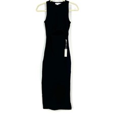 Good American Black Sleeveless BodyCon Dress Cut Out Women's Size 0/00 NWT
