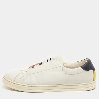 Fendi blaue Leder-Slipper mit gewelltem Logo Rockoko Größe 40