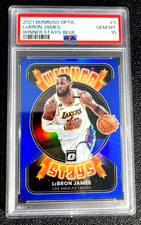 2021 PSA 10 GEM MINT LEBRON JAMES OPTIC WINNER STAYS BLUE PRIZM SP /85 5556/6348