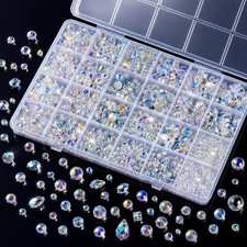 2000Pcs Glass Beads for Jewelry Making, Assorted Faceted Crystal Sun Catcher Bea