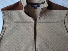 Daniel Cremieux textured knit full-zip vest Tan and Brown Side Zip Pockets SZ XL