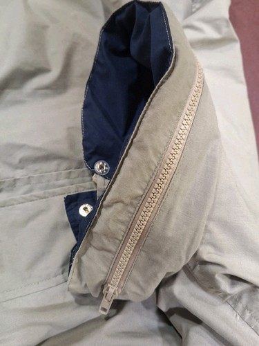Vintage King Louie 90's Outerwear Jacket WithHood 2X Full Zip Beige/Blue Y2K - Picture 6 of 18
