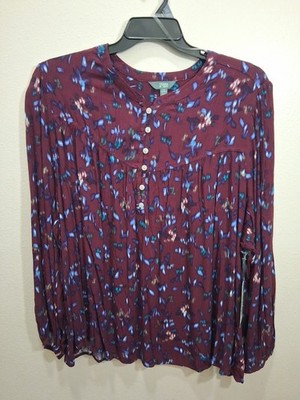 Womens Size 3X 24W-26W Terra And Sky Long Sleeve Peasant Blouse NWT