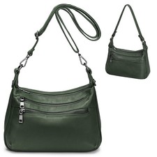 YALUXE Women's Real Leather Shoulder Bag Medium Size Handbag Purse with Multi...