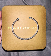 Authentic David Yurman Sterling Classic Cable Cuff Blue Topaz